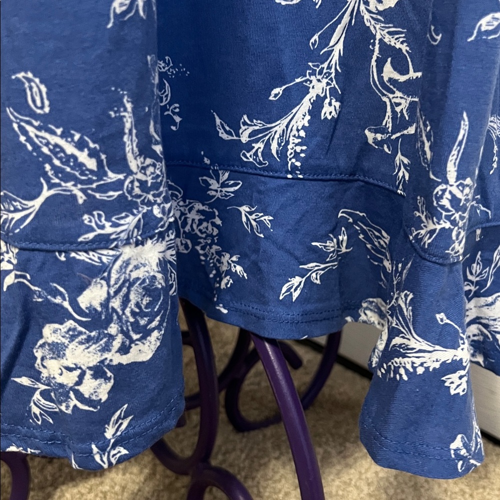 Adonna Blue and White Floral Owl Print Short Sleeve Nightgown Size 3X - Picture 11 of 16